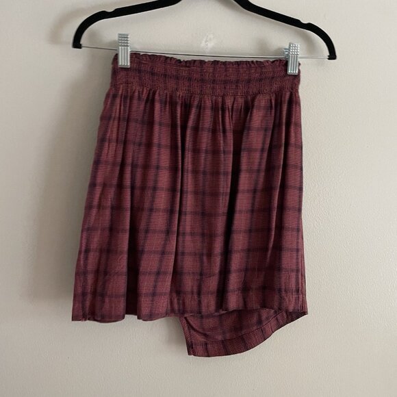 American Eagle Women S Maroon Plaid Grunge Punk High Waisted Wrap Mini Skirt NWT - Picture 5 of 9